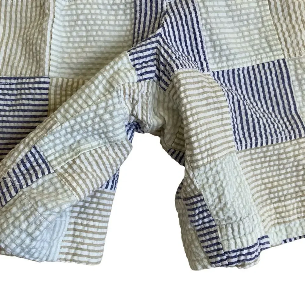 Berle Vintage Seersucker Cotton Madras Plaid Pleated Chino Shorts Preppy Sz 34